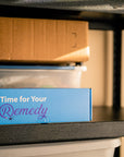 Remedy DIY Pest Control shipping box displayed on shelf in garage